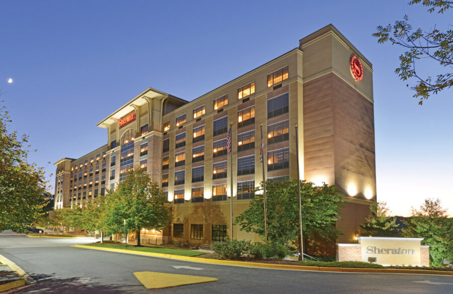 BWI Sheraton Airport Hotel Exterior Front Night View